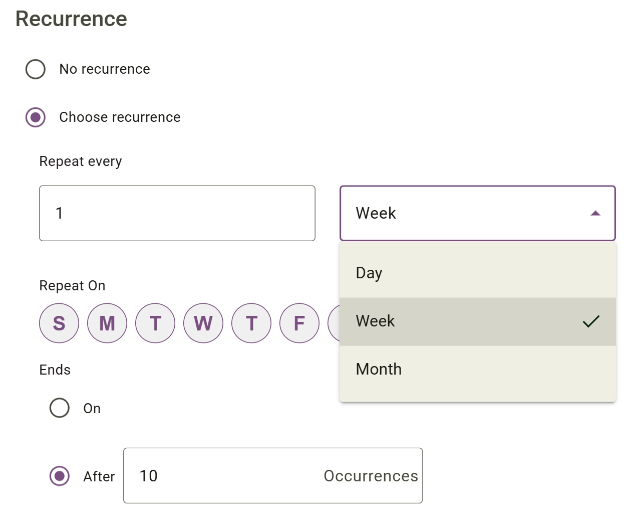 Enable Recurring Option screenshot